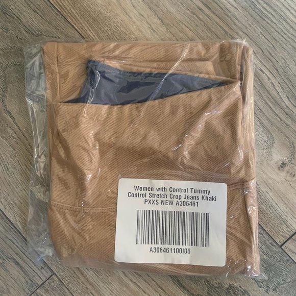 NWT WOMEN WITH CONTROL TUMMY CONTROL‎ STRETCH CROP JEANS KHAKI PXXS - Picture 4 of 6